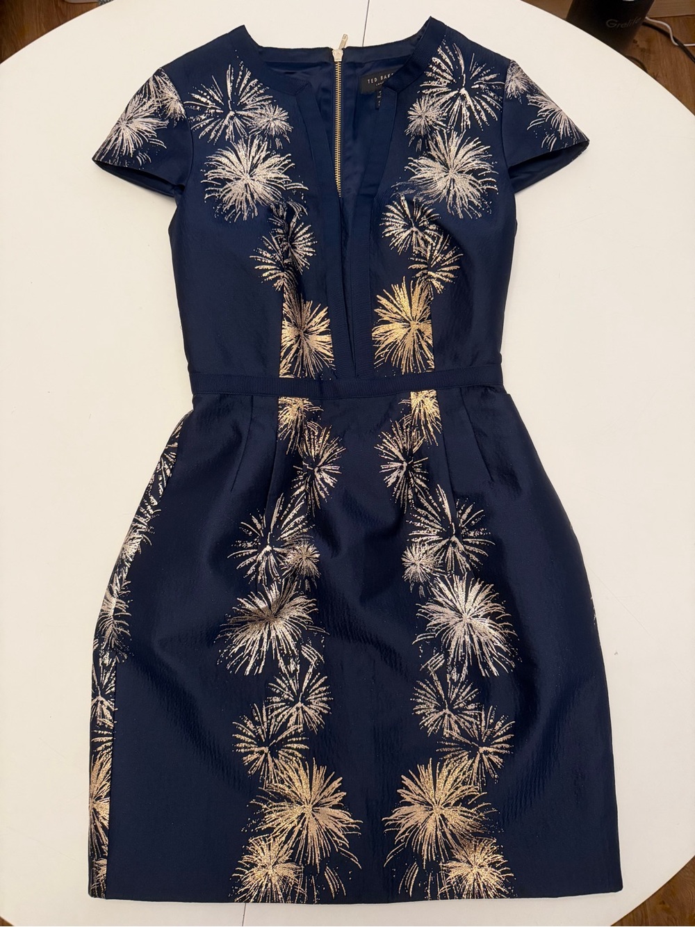 Ted Baker Navy Dress with Gold Zip Detail